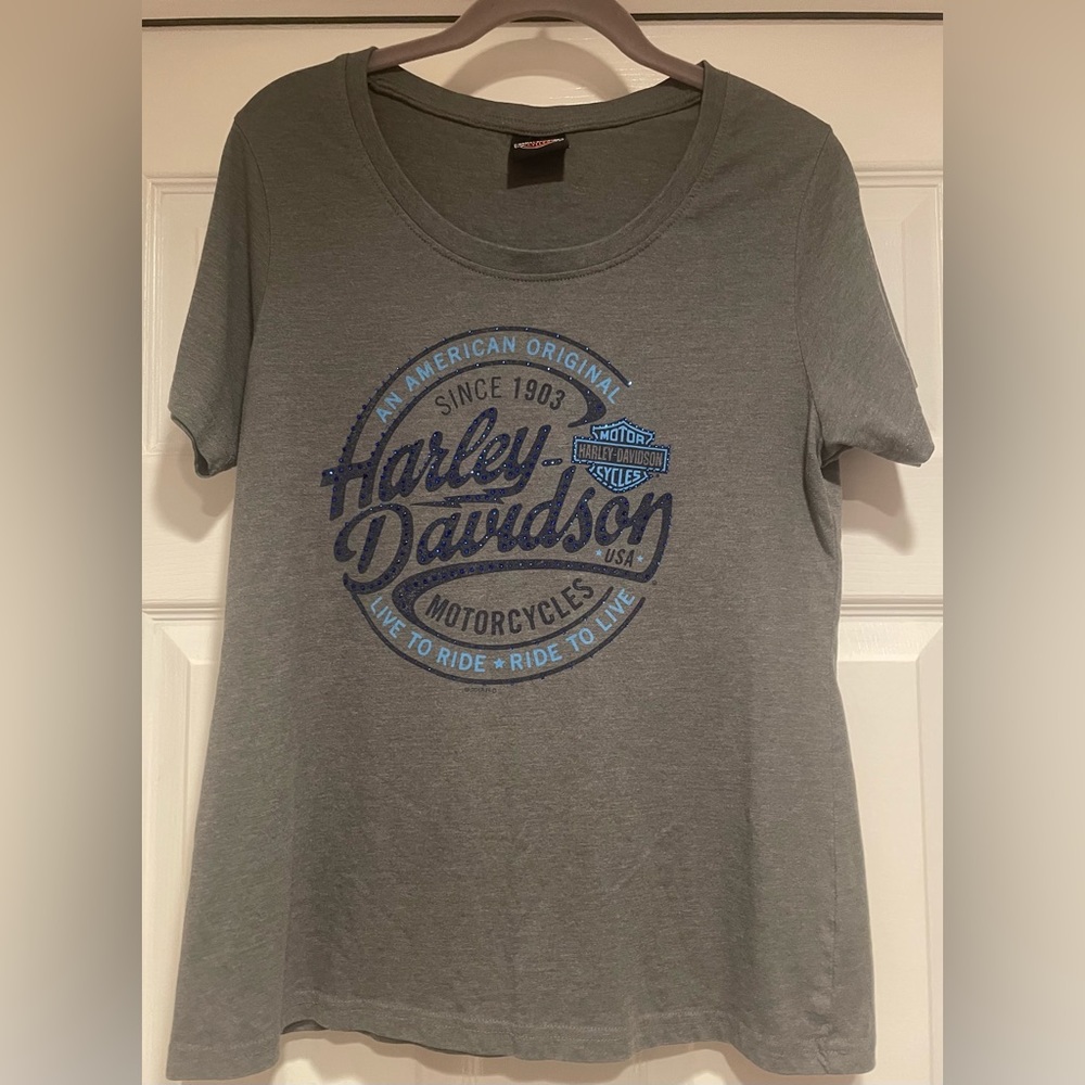 EUC LADIES HARLEY DAVIDSON RHINESTONE TEE